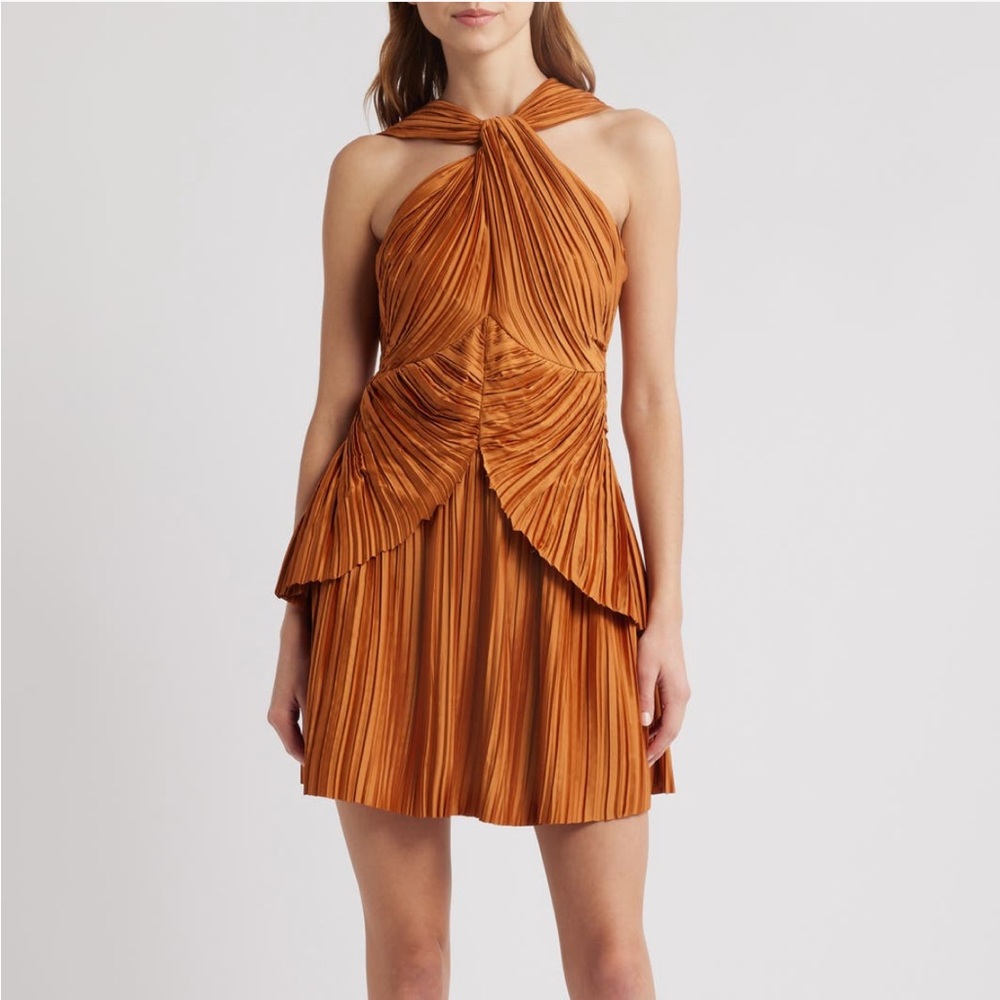 Cult Gaia - Sofila Variegate Pleat Twist neck minidress. No tags, like new